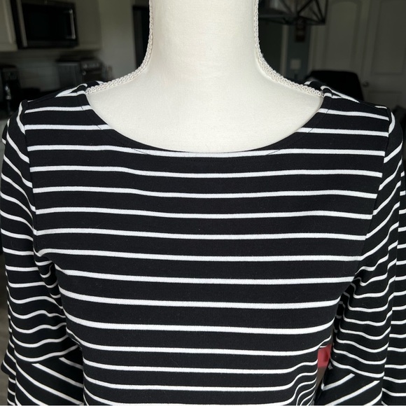 Ann Taylor Striped Ponte Flare Sleeve Dress | Size Small - Picture 6 of 12